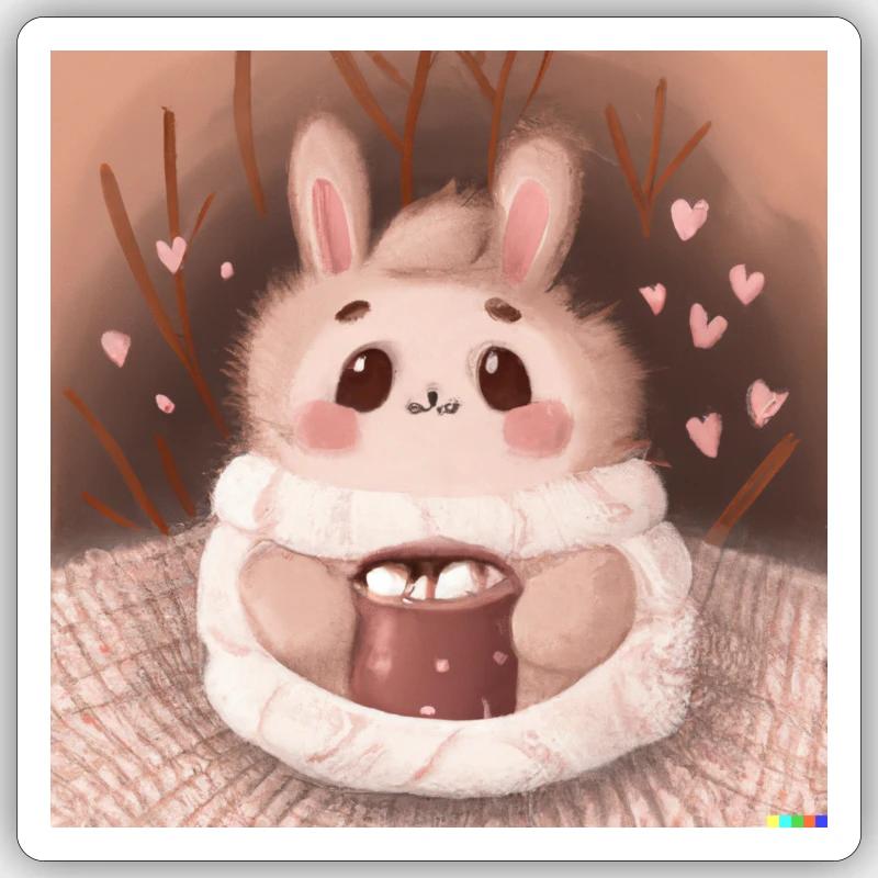 Fluffiges Tierchen - Sticker Größe S (10 x 10 cm) - Mattweiß