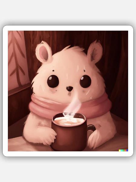 Fluffiges Tierchen - Sticker Größe S (10 x 10 cm) - Mattweiß