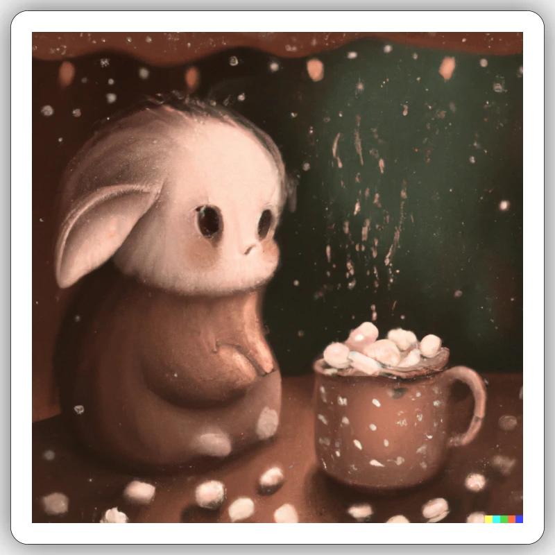 Fluffiges Tierchen - Sticker Größe S (10 x 10 cm) - Mattweiß