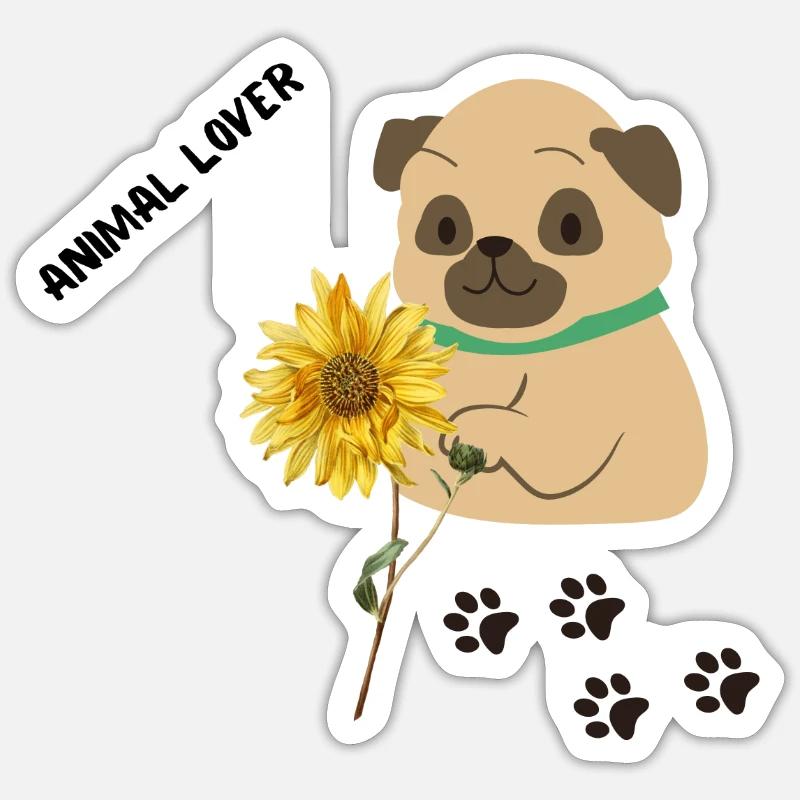 Animal Lover, chien mignon - Sticker taille S (10 x 10 cm) - blanc mat