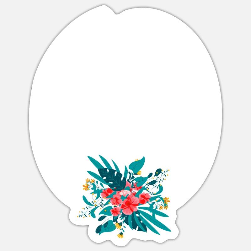lettre O fleuris - Sticker taille S (10 x 10 cm) - blanc mat
