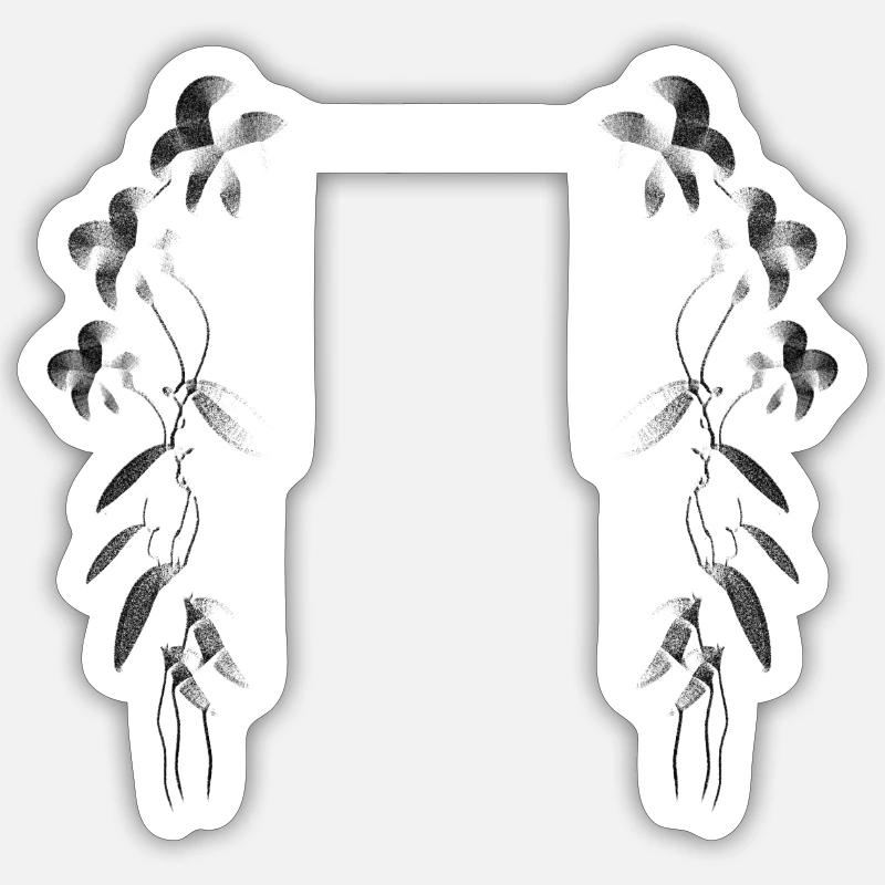 grey flowers flowers pattern silver parallel Sticker size S (10 x 10 cm)