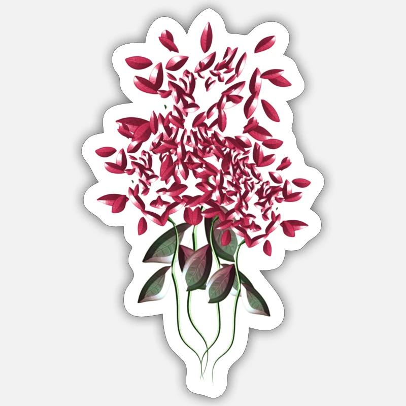 fleurs de rose rose fleur - Sticker taille S (10 x 10 cm) - blanc mat