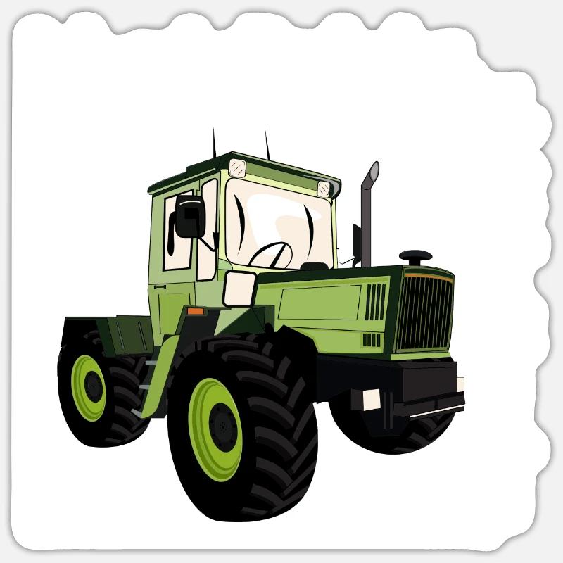Ich arbeite in Hektar - Lohnarbeit Bauer MB Trac - Sticker Größe S (10 x 10 cm) - Mattweiß