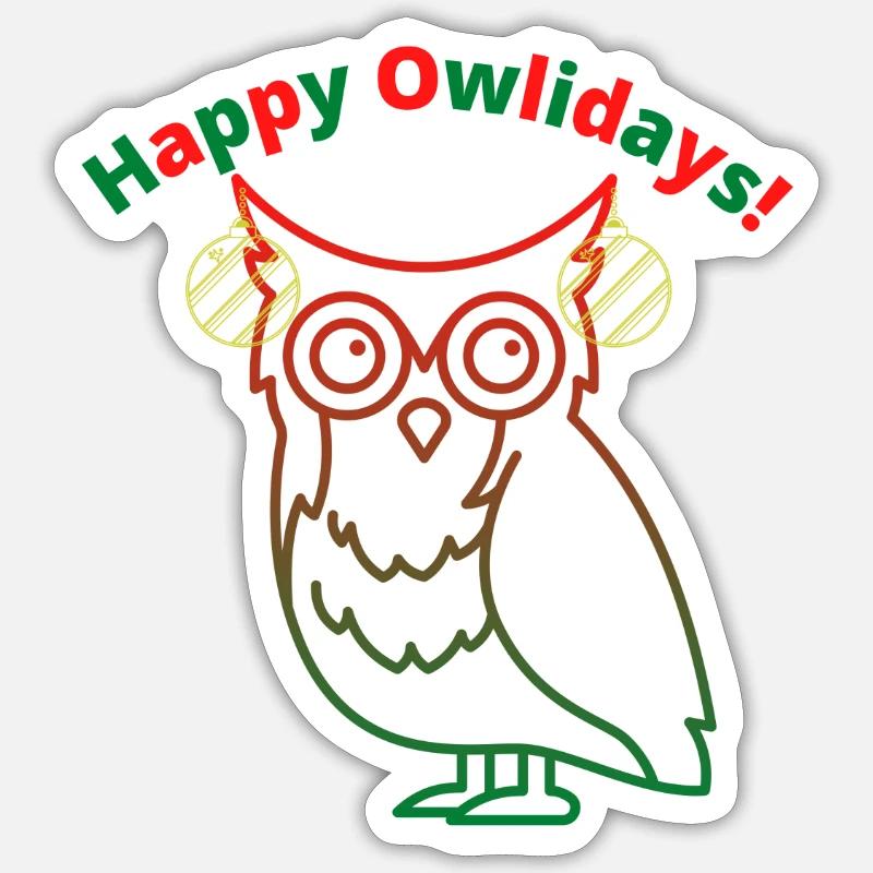 Pull de Noël | Happy Owlidays Sticker taille S (10 x 10 cm)