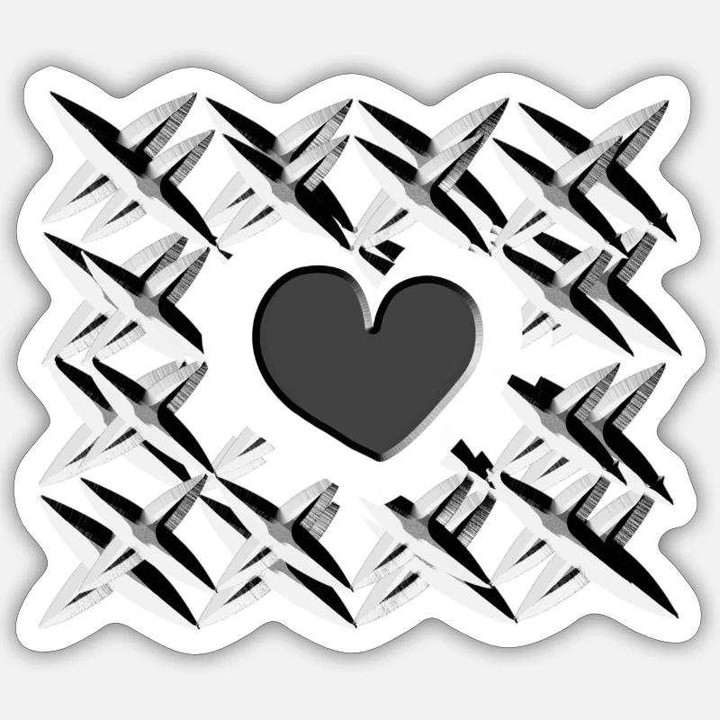 grey heart pattern Sticker size S (10 x 10 cm)