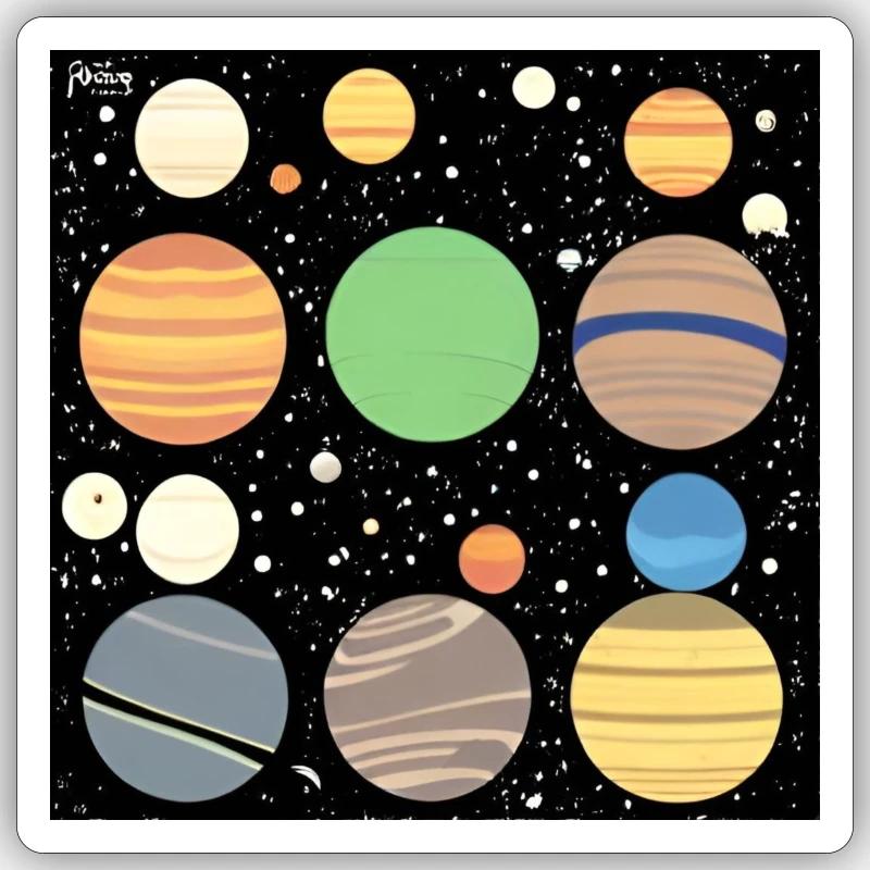 planètes dans l’espace - Sticker taille S (10 x 10 cm) - blanc mat