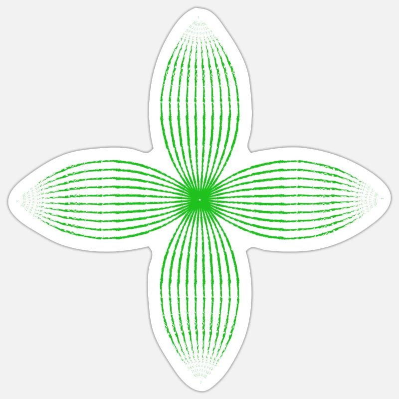 Fleur tribale (Vert) - Sticker taille S (10 x 10 cm) - blanc mat