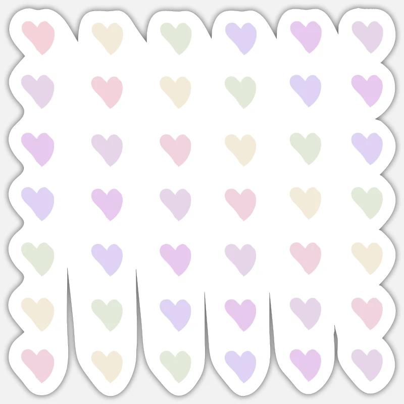 Pastel-Regenbogen-Herzen - Sticker Größe S (10 x 10 cm) - Mattweiß