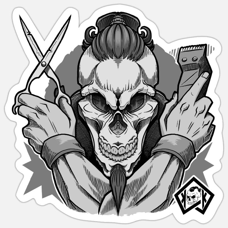 Coiffeur, Barbier, Coupe de cheveux, Maître Coiffeur - Sticker taille S (10 x 10 cm) - blanc mat