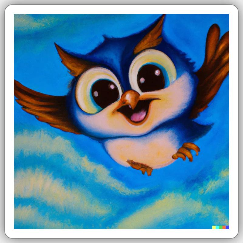 Fliegende Eule - Sticker Größe S (10 x 10 cm) - Mattweiß