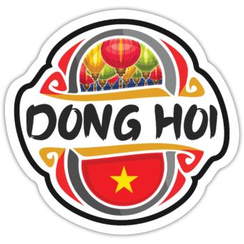 Dong Hoi Vietnam Flagge Abzeichen Reise Souvenir Stempel - Sticker Größe S (10 x 10 cm) - Mattweiß - Vorne