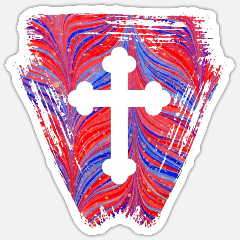 croix 4 e 279 - Sticker taille S (10 x 10 cm) - blanc mat