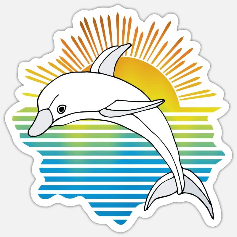 Delfin - Sticker Größe S (10 x 10 cm) - Mattweiß