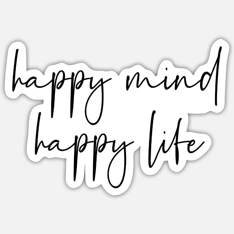 heureux vie heureuse - Sticker taille S (10 x 10 cm) - blanc mat