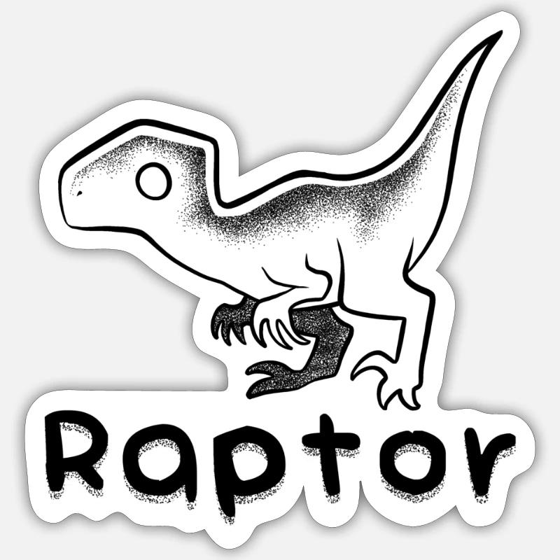Raptor minimalistisches Dotwork Sticker Größe S (10 x 10 cm)