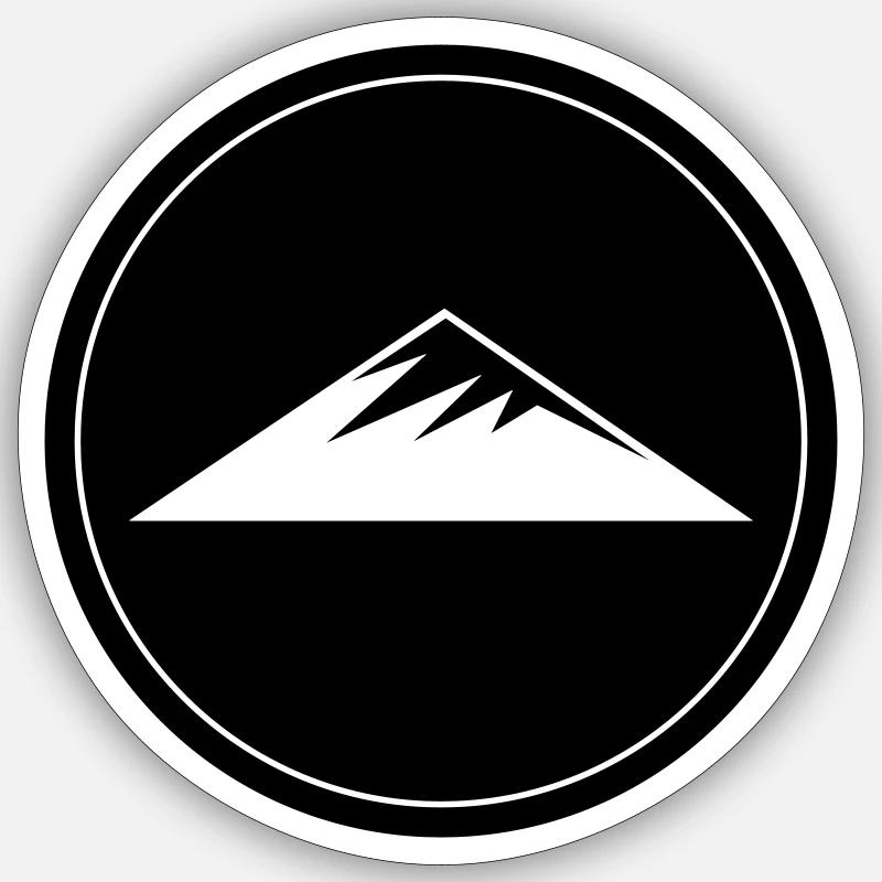 Berge Symbol Kreis - Sticker Größe S (10 x 10 cm) - Mattweiß