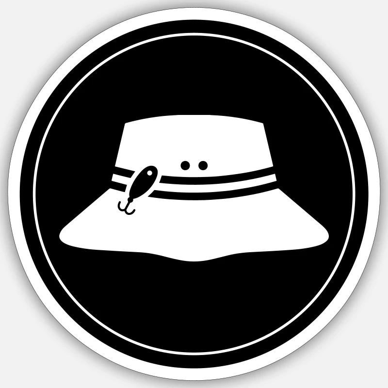 Fishing Hat Icon Circle Sticker size S (10 x 10 cm)