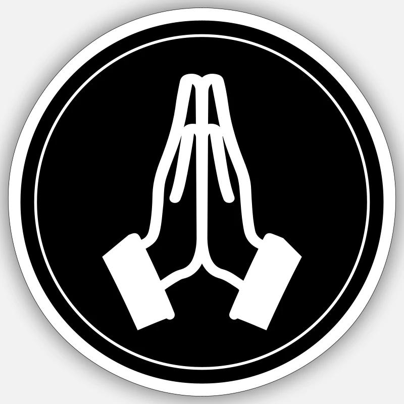 Pray Hands Circle Sticker size S (10 x 10 cm)