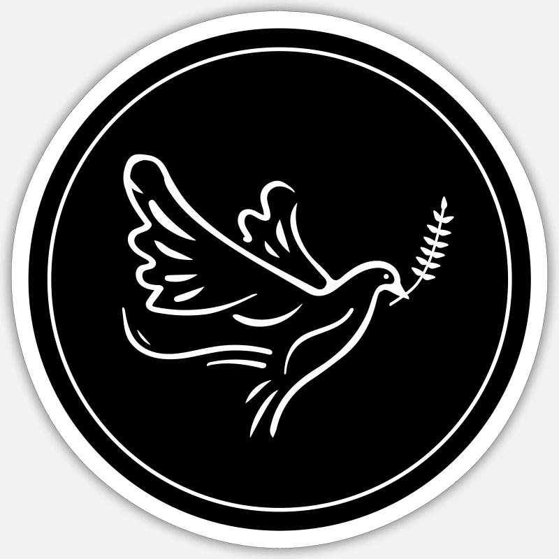 Cercle de pigeons - Sticker taille S (10 x 10 cm) - blanc mat