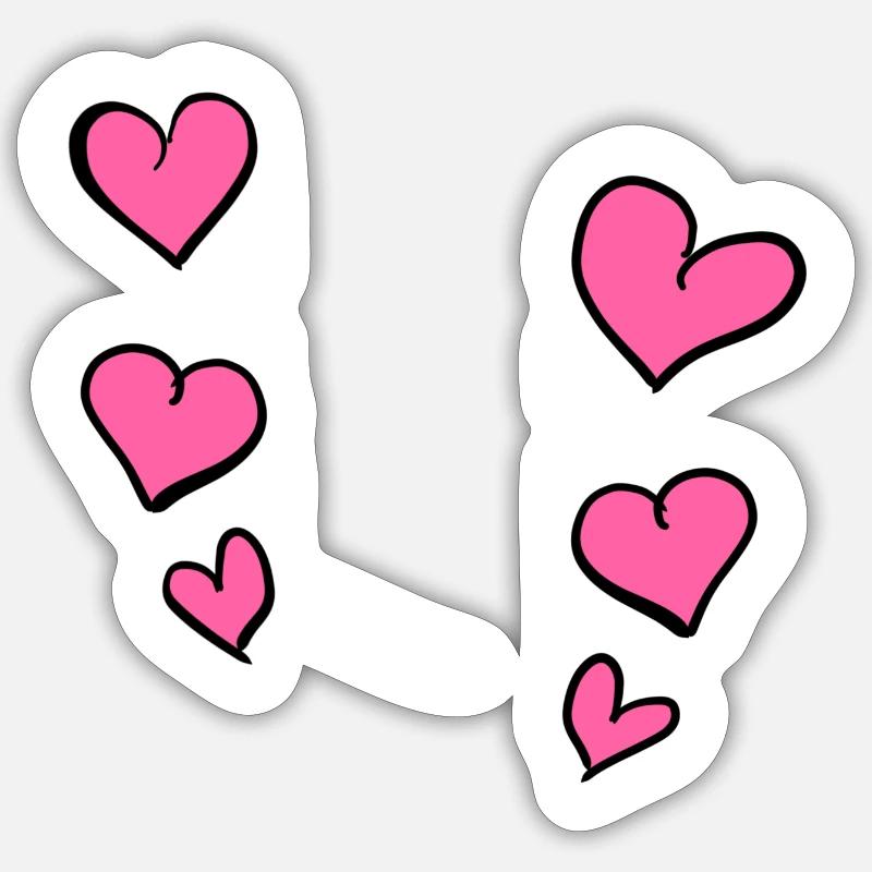 lyserøde hjerter mønster - Sticker størrelse S (10 x 10 cm) - mat hvid