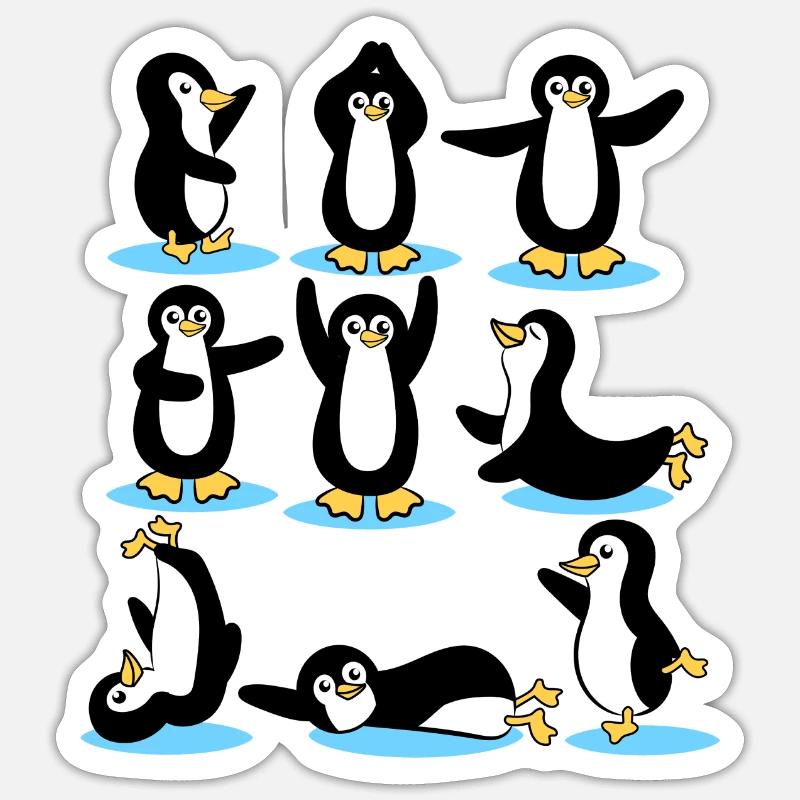 Cool Eislaufen Pinguin Arktis Eis Tier Vogel - Sticker Größe S (10 x 10 cm) - Mattweiß