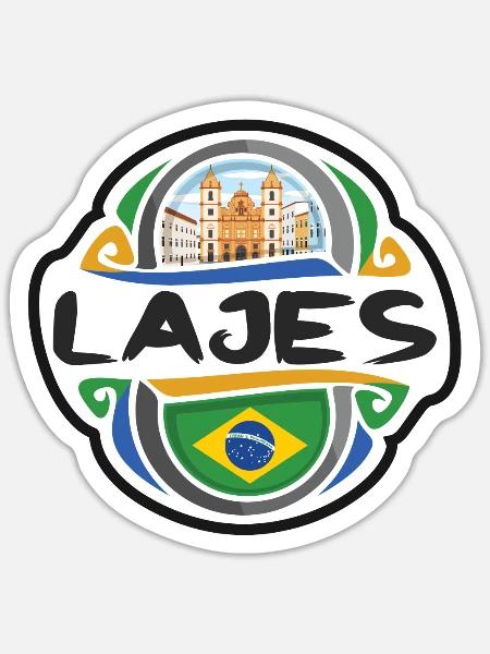 Lajes Brasilien Flagge Abzeichen Reise Souvenir Briefmarke - Sticker Größe S (10 x 10 cm) - Mattweiß