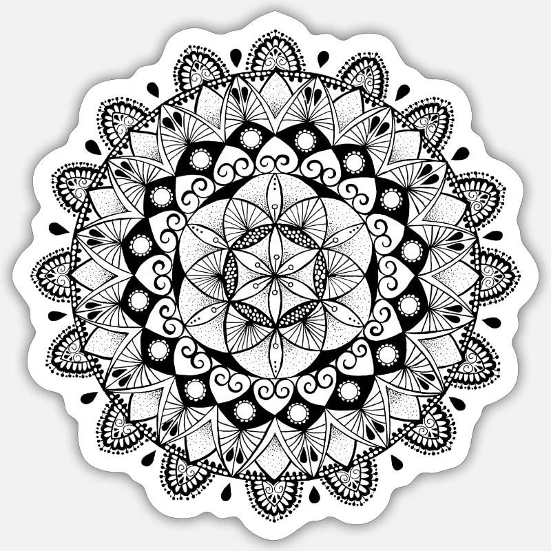 Mandala - Sticker Größe S (10 x 10 cm) - Mattweiß