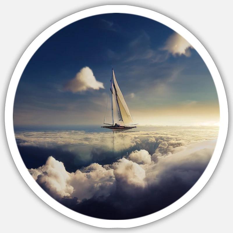 Ship with clouds Sticker size S (10 x 10 cm)