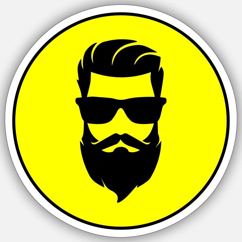 Face beard symbol - Sticker size S (10 x 10 cm) - white matte