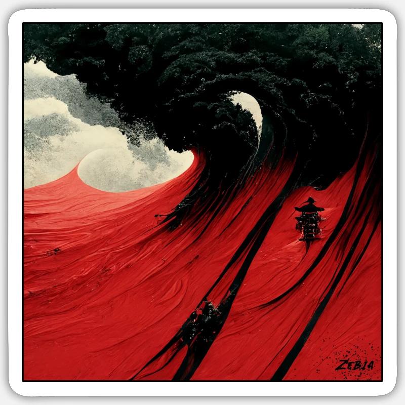red sky - Sticker size S (10 x 10 cm) - white matte