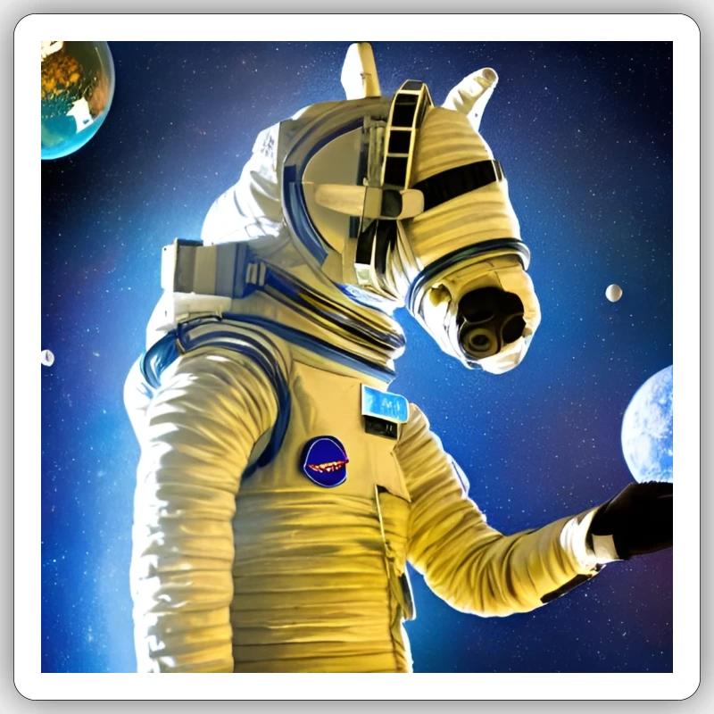 Pferdtronaut - Sticker taille S (10 x 10 cm) - blanc mat
