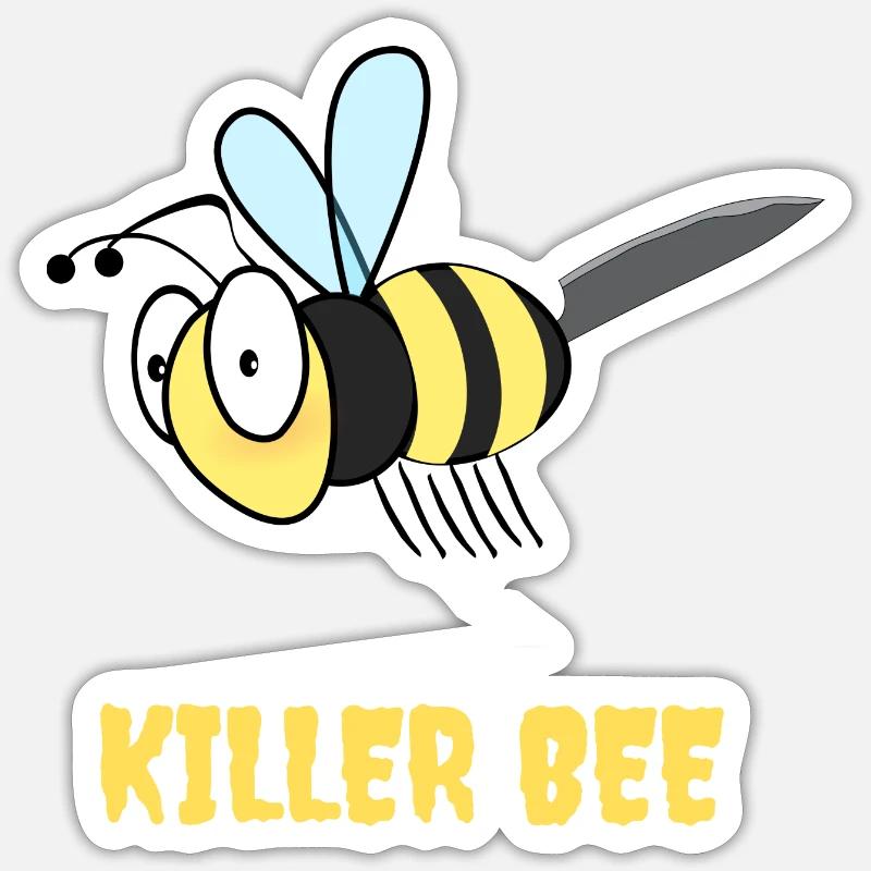 KILLER BEE - Sticker Größe S (10 x 10 cm) - Mattweiß