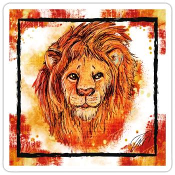Der Rote Löwe - Sticker Größe S (10 x 10 cm) - Mattweiß - Vorne