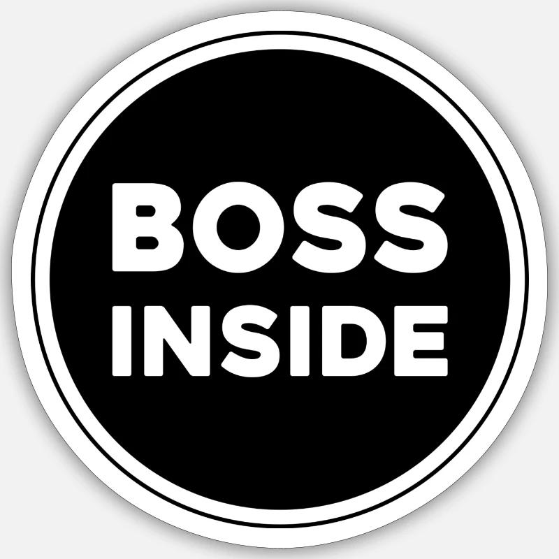 BOSS INSIDE - Sticker taille S (10 x 10 cm) - blanc mat