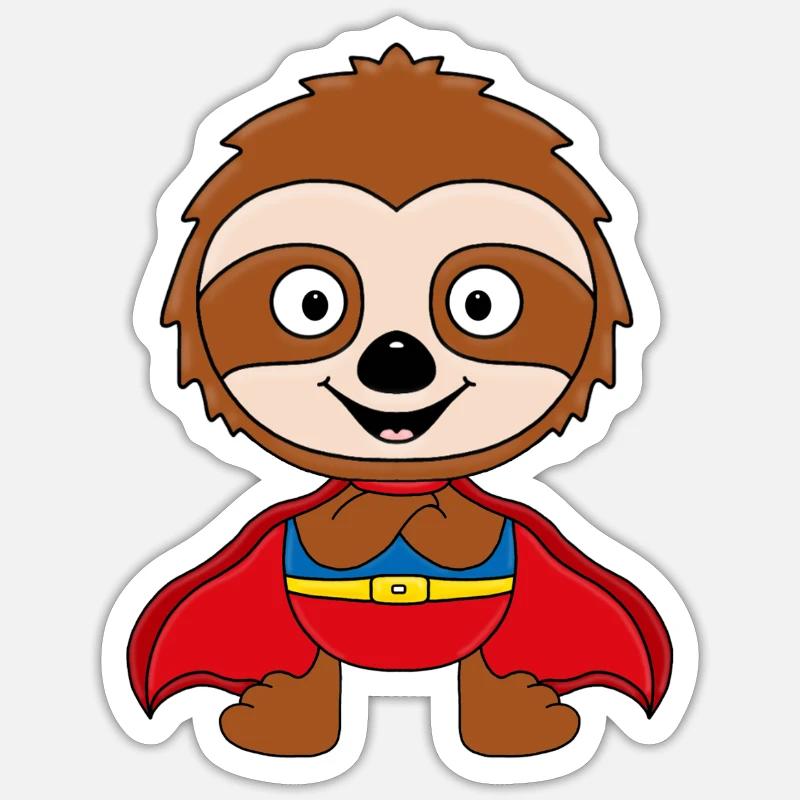 FAULTIER - SUPERHELD - TIER - TIERISCH - Sticker Größe S (10 x 10 cm) - Mattweiß