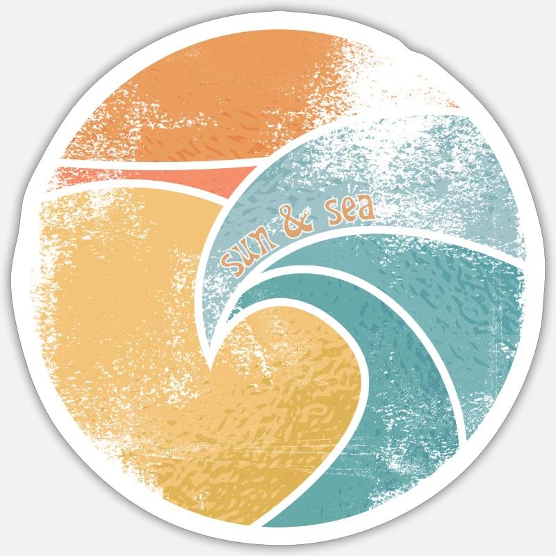 soleil & mer - Sticker taille S (10 x 10 cm) - blanc mat