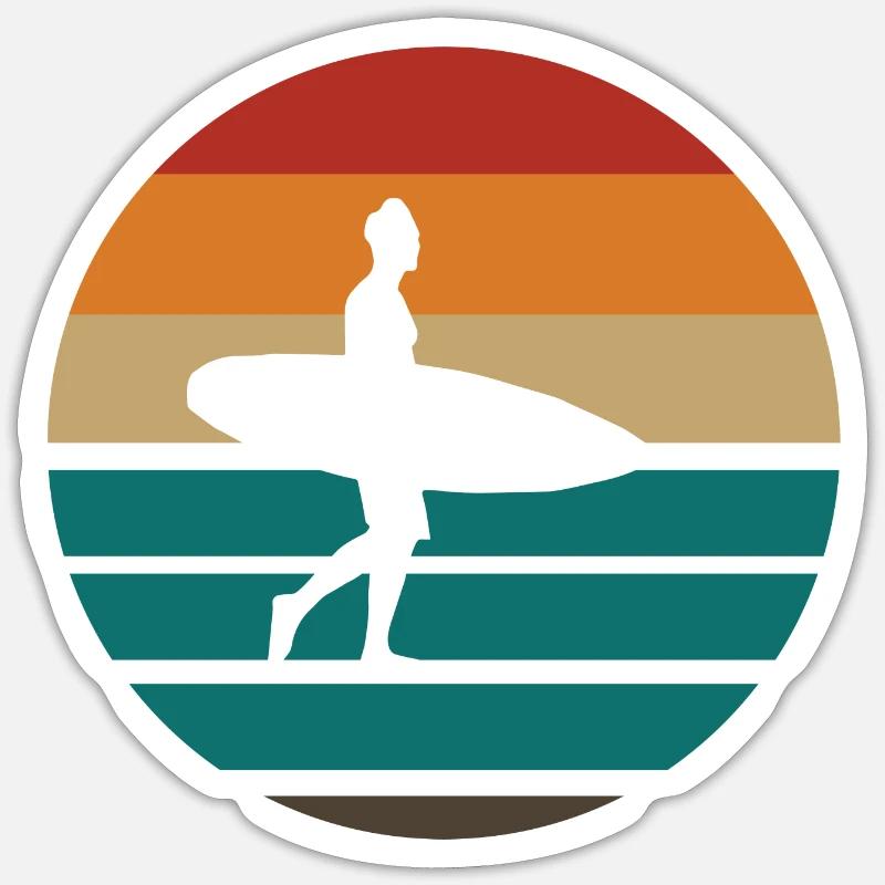 Surfing Surfboard Surfer Geschenksidee Sticker Größe S (10 x 10 cm)