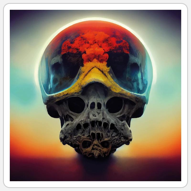 Cosmic post-apocalyptic skull Sticker size S (10 x 10 cm)