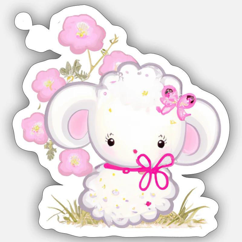 Animaux style doux - Sticker taille S (10 x 10 cm) - blanc mat