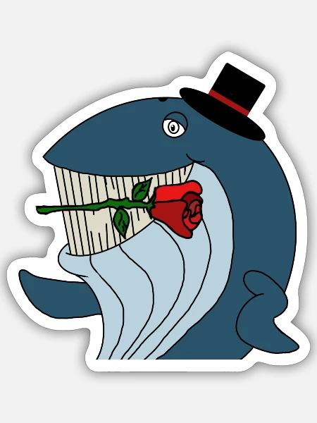 Debonair Whale - Sticker Größe S (10 x 10 cm) - Mattweiß
