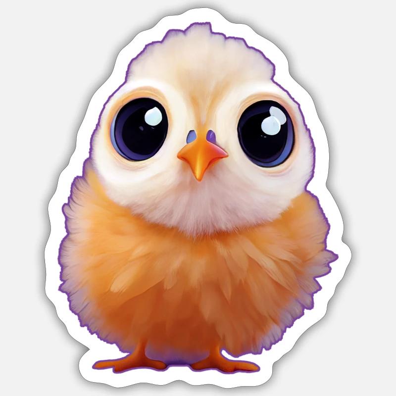 drôles de poussins - Sticker taille S (10 x 10 cm) - blanc mat