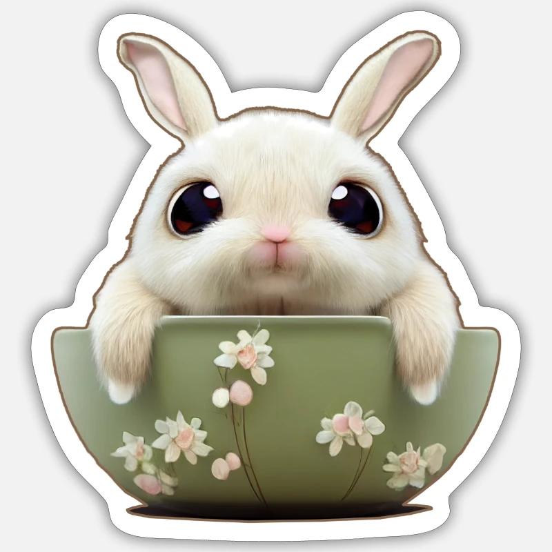 Sweet rabbit in shell - Sticker size S (10 x 10 cm) - white matte