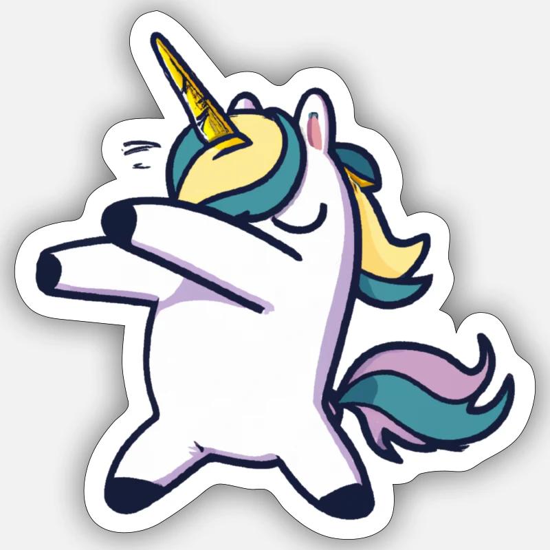 Dabbing Unicorn dabbendes Einhorn Dab Geschenkidee Sticker Größe S (10 x 10 cm)