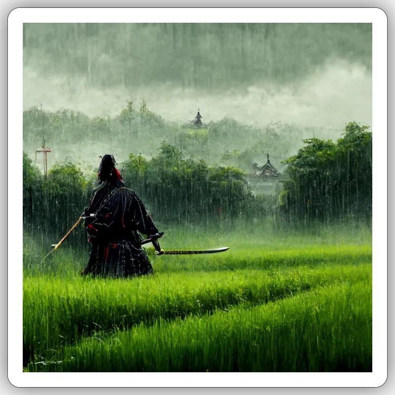 Samurai - Sticker taille S (10 x 10 cm) - blanc mat