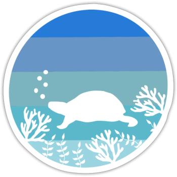 Zoo Animal Lovers Ocean Animal Retro Turtle - Sticker size S (10 x 10 cm) - white matte - Front
