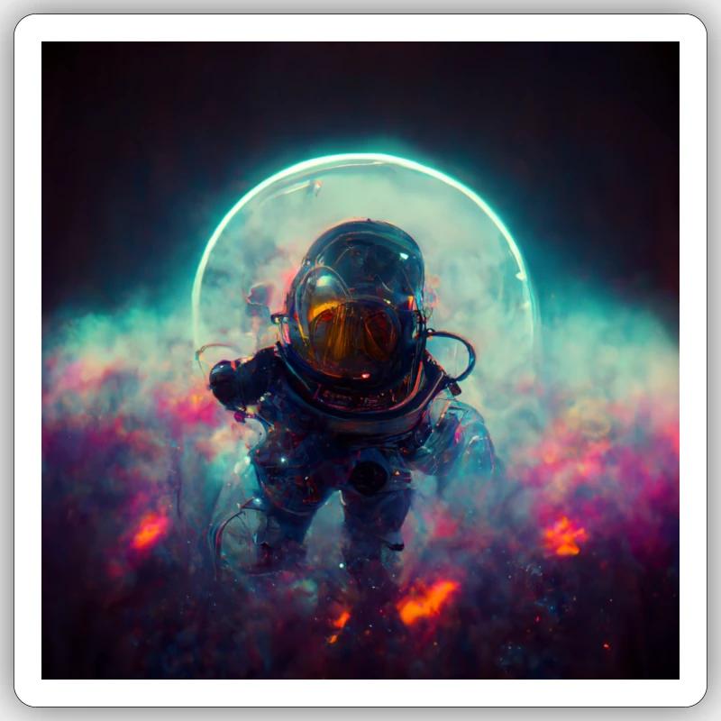 Astronaute - Sticker taille S (10 x 10 cm) - blanc mat