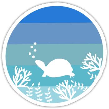 Tierliebhaber Ozeantier Geschenk Retro Schildkröte - Sticker Größe S (10 x 10 cm) - Mattweiß - Vorne