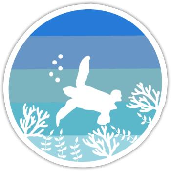 Ocean Animal Sea Creature Gift Tortue Rétro - Sticker taille S (10 x 10 cm) - blanc mat - Devant
