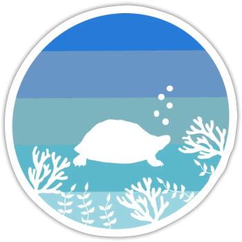 tortue océan animal tortue de mer rétro - Sticker taille S (10 x 10 cm) - blanc mat - Devant